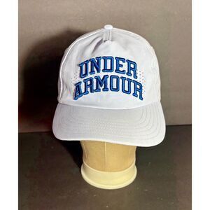 Under Armour UA Blitzing Adjustable Hat White Blue Logo OSFA Cap Golf